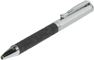 FIS FSPNSPUBKD4 Pen with Embossed Italian PU Wrapper and Gift Box, Silver/Black