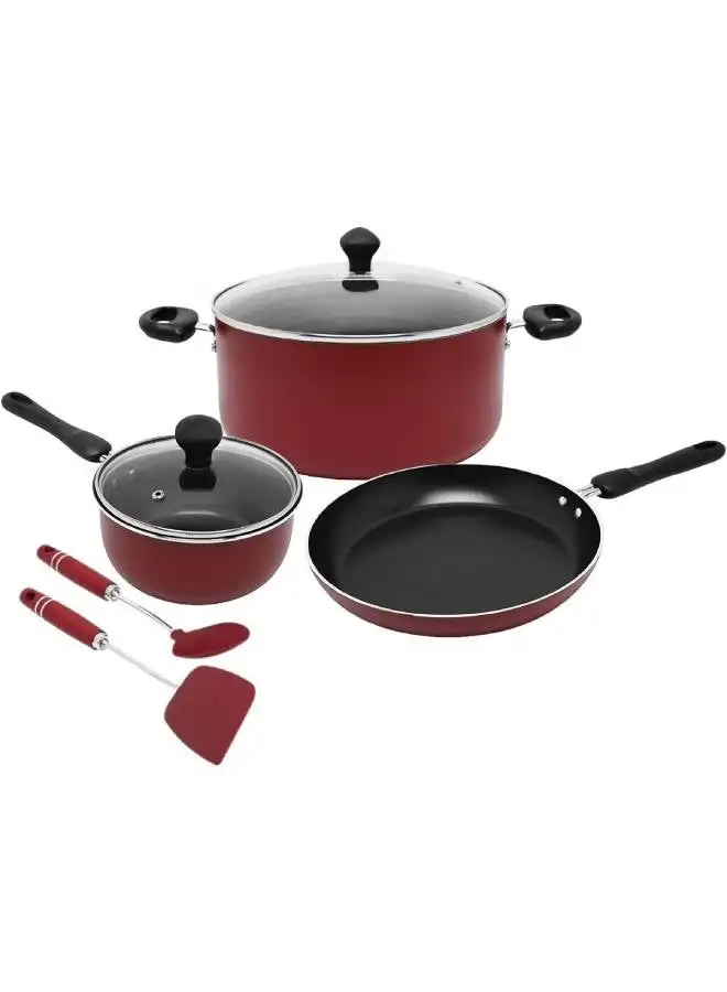 Prestige 7-Piece Aluminium Cookware Set Red 28cm