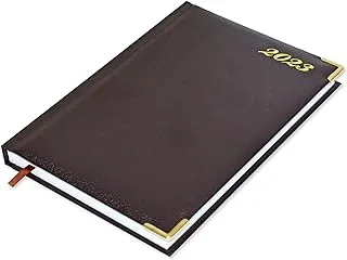 FIS 2023 A5 Diary,Gold Corenrs,English Vinyl 1Side Padded Chocolate -FSDI22E23CH