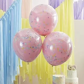 PINK AND PASTEL RAINBOW CONFETTI BALLOONS