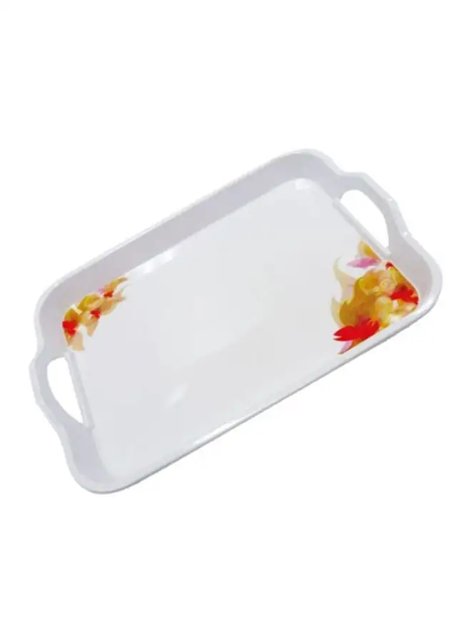 Royalford Melamine Serving Tray With Handle White/Pink/Red 15inch