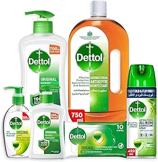 Dettol New Moms & Baby Essential Kit (Contains Antiseptic Liquid, Disinfectant Spray, Hand Wash, Bathing Soap, Hand Sanitizer, Wipes, Floor Cleaner)