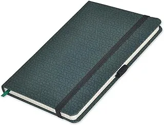 FIS Executive Notebook, Size 13x21CM, 96 Sheets 5MM Square With Elastic PU Window Green Design 4 -FSNBEX5M1321GR4