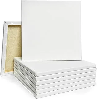 12x12 Stretched White Blank Square Canvas for Painting, Acrylic Pouring, Primed, Oil Paint & Wet Art Media,100% Cotton (Classic - 8 Pack)