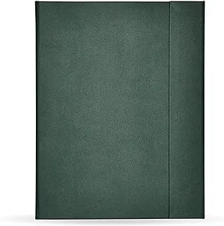 FIS FSMFEXNBA5GR Italian PU Cover with Writing Pad Single Ruled 96 Sheets Ivory Paper Magnetic Folder, A5 Size, Green