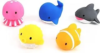 MOON MNNHTMT13 Baby Aquatic Life characters Toys – 5-Pcs Bath Fish Toys for Toddlers – Soft Baby Pool Accessories – Assorted Squeezable & Floating Aquatic Character Water Toys