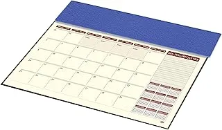 FIS Year Planner 2023 (English/French) with PVC Desk Blotter and Italian PU Flap, Blue - FSDKPEF23BL