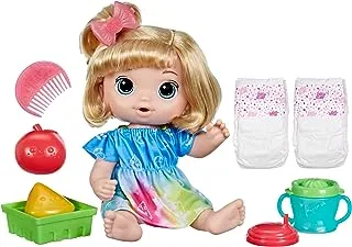 Baby Alive Fruity Sips Doll, Apple, Toys for 3 Year Old Girls, 12-inch Baby Doll Set, Drinks & Wets, Pretend Juicer, Kids 3 and Up, Blonde Hair