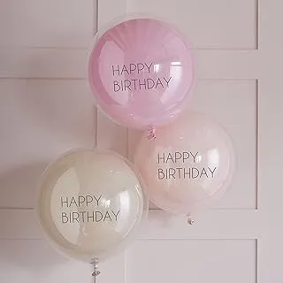 Pink Double Layered Happy Birthday Balloons