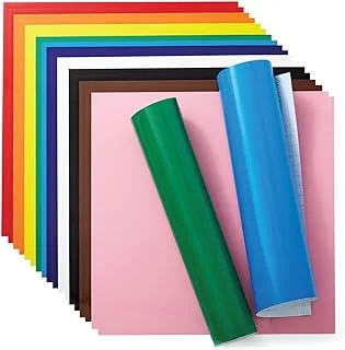 Cricut vinyl permanent - rainbow sampler, 12x12 vinyl sheets, create long-lasting diy projects, durable adhesive vinyl for cricut machines, (pack of 20 with 10 colors)