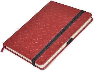 FIS Executive Notebook, Size 13x21CM, 96 Sheets 5MM Square With Elastic PU Window Maroon Design 2 -FSNBEX5M1321MR2