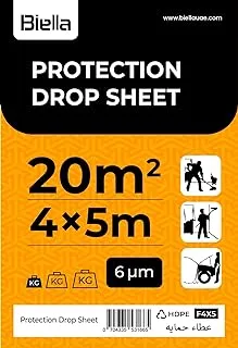 Biella™ Waterproof Anti-Dust 6Micron Plastic Drop Cloths Sheet Furniture Cover, Disposable Tarp for Painting for Couch (4X5m-6µ)