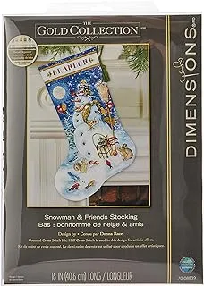 مجموعة Dimensions Gold Collection Counted Cross Stitch 'Snowman & Friends' المخصصة لعيد الميلاد ، 18 Count White Aida ، 16 