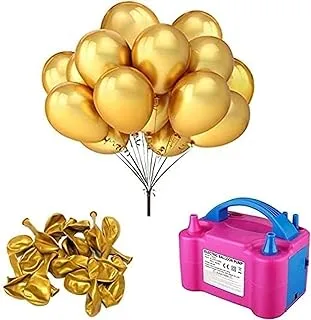 Showay 100Pcs Gold Balloons,With Electric Balloons Pump Combo Set, Premium Latex Pearl Helium 12Inch,