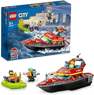 LEGO City Fire Rescue Boat 60373 Building Blocks Toy Set; Toys for Boys, Girls, and Kids (144 Pieces)