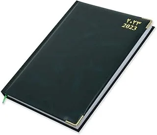 FIS 2023 A4 Diary Arabic/English Vinyl 1-Side Padded Gold Corner Green - FSDI48AEG23GR