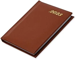 FIS 2023 Pocket Diary English Vinyl 1 Side Padded Week View Brown -FSDI12E23BR