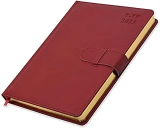 FIS Golden Agenda Diary 2023 (Arabic/English) Italian PU, 1-Side Padded, Maroon - FSDI75AEPG23MR