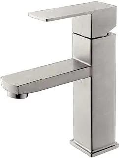 Brushed Stainless Steel Single-Lever Basin Faucet Single Handle One Hole Bathroom Sink Faucet Lavatory Faucet