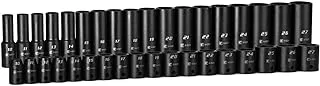 Capri tools 1/2 in. drive shallow and deep impact socket set, metric, 10 to 27 mm, 36-piece