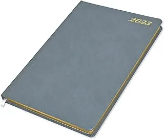 FIS 2023 Golden Diary A4 English Bonded Leather 1-Side Padded Grey - FSDI48EGB23GY