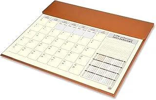 FIS Year Planner 2023 (Arabic/English) Italian PU with Desk Blotter, Brown - FSDKPUBAE23BR