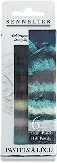 Sennelier Extra-Soft Half Pastel 6 Stick Set, 6 Count (Pack of 1), Stormy Sky