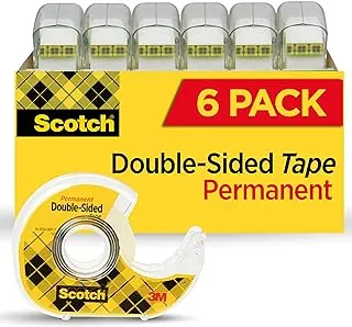 Scotch Double Sided Tape Permanent 1/2 in x 500 in, Both sides coated with adhesive, easy to apply. 6 Rolls/pack