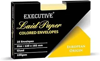 FIS FSEE1020GCRB25 100GSM Executive Laid Paper Glued Envelopes 25-Pieces, 120 mm x 185 mm Size, Cream