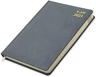 FIS Agenda Diary 2023 (Arabic/English) Bonded Leather, 1-Side Padded, Grey - FSDI75AEB23GY