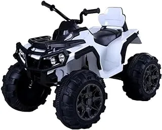 Megastar 12V Predator Premium Remote Control Ride on ATV Quad Bike for Kids, White