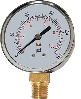 Royal Apex Heavy Duty Pressure Gauge 2.1/2 Inch For Water Air Oil (10 Bar (150psi))