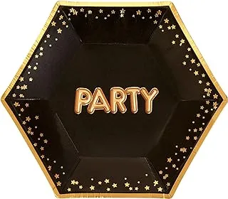 Glitz & Glamour Black & Gold Plate - Medium - Party