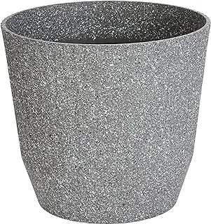 Suncoast Rio Round Pot, 28 cm Height x 31 cm Depth, Grey Terrazzo