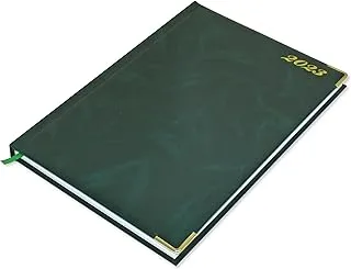 FIS 2023 A4 Diary English Vinyl 1-Side Padded Gold Corner Green - FSDI48EG23GR