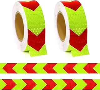 Jantabo 2 x Yellow Reflective Tape with Arrow Warning Tape for Road Signs, Door Trims, Vehicles, Helmets, Gates (15 m x 5 cm)