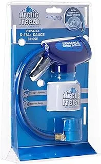 InterDynamics Arctic Freeze Car Air Conditioner Refrigerant Gauge and Hose, Reusable AC Recharge Kit Compatible with R-134A Cans with Self Sealing Valves, InterDynamics