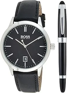 Hugo Boss Men's Black Dial Black Leather Watch - 1570078