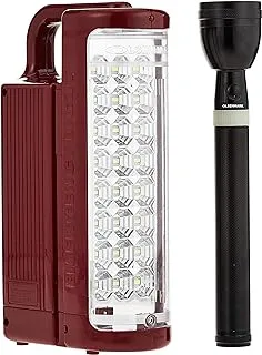 Olsenmark 24 Pieces Rechargeable LED Emergency Lantern with Flashlight, Maroon/Black