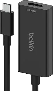 محول Belkin USB Type C إلى HDMI 2.1 ، كابل 4.33 بوصة مع 8K @ 60Hz ، 4K @ 144Hz ، HDR ، HBR3 ، DSC ، HDCP 2.2 ، معتمد من USB-IF لأجهزة Chromebook ، Macbook ، iPad Pro وأجهزة USB C الأخرى