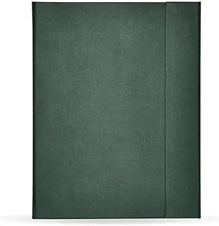 FIS FSMFEXNBA4GR Italian PU Cover with Writing Pad Single Ruled 96 Sheets Ivory Paper Magnetic Folder, A4 Size, Green