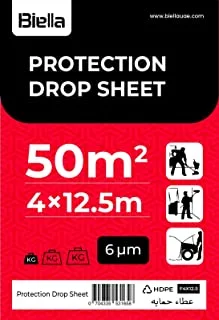 Biella™ Waterproof Anti-Dust 6Micron Plastic Drop Cloths Sheet Furniture Cover, Disposable Tarp for Painting for Couch (4X12.5m-6µ)