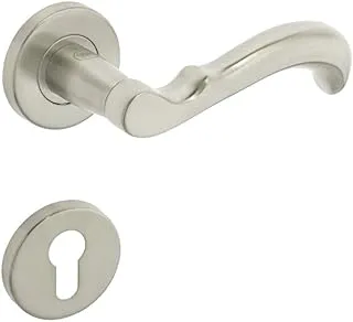 Yale Decorative Stainless Steel AISI 304 Door Handle and Rosette Set, Sara Design, Satin Steel Finish