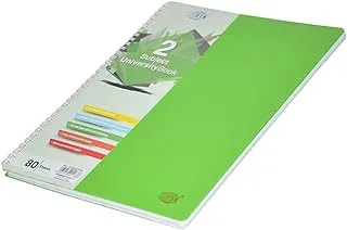 FIS FSUB2SPPPA 2 Subject Micro Perforated Pages University Books, 80 Sheets, A4 Size, Green