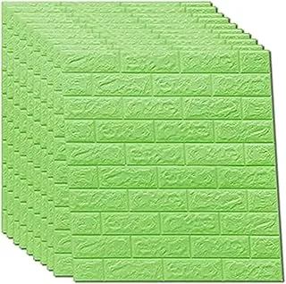 COOLBABY 10PC 3D Wall Sticker Self-Adhesive Panels Waterproof PE Foam White Wallpaper for Living Room TV and Home Decor (Brick 10 Pack - 58 Sq Ft,Green)