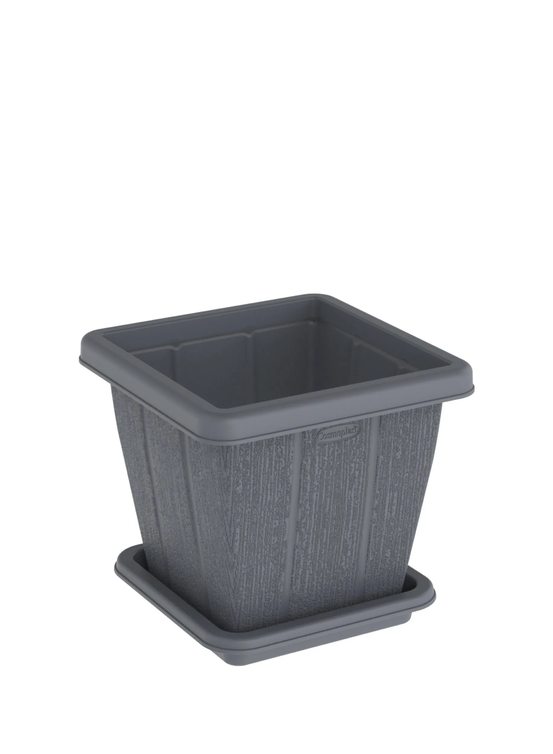 Cosmoplast 10L Cedargrain Square Planter with Tray