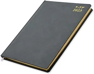 FIS 2023 Golden Diary A4 Arabic/English Bonded Leather 1-Side Padded Grey - FSDI48AEGB23GY