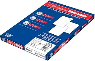 FIS FSLA14-5-100 14 Stickers Multipurpose Laser Label 100 Sheet, A4 Size, White