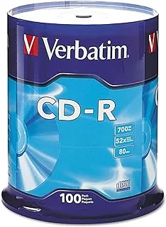 Verbatim CD-R Blank Discs 700MB 80 Minutes 52X Recordable Disc for Data and Music - 100pk Spindle Frustration Free Packaging,Blue