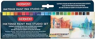 Derwent Inktense Paint 24 Pan Palette, Set of 24, Half Pan Size, Water-Soluble, Ideal for Painting & Crafts on Paper & Fabric, Professional Quality (2305545)